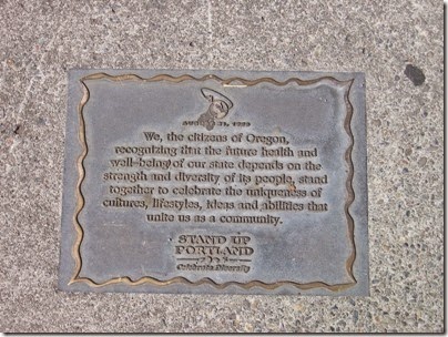 IMG_3329 Stand Up Portland Plaque near Salmon Street Springs Fountain in Tom McCall Waterfront Park in Portland, Oregon on September 7, 2008