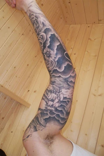 cloud sky tattoo on full hand