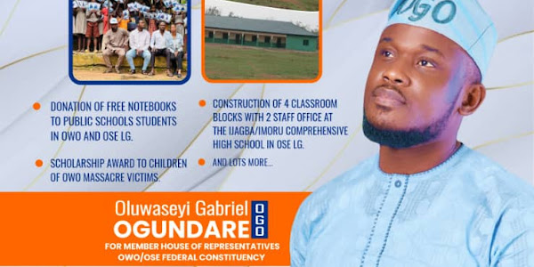 Oluwaseyi Gabriel Ogundare; Prioritizing Quality Education, the Panacea for human development