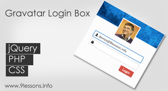 Gravatar Login Box Design with Jquery, CSS and PHP. 