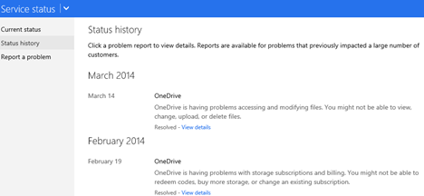 รายงาน, ปัญหา, ปัญหา, บริการ, Microsoft, OneDrive, Outlook.com