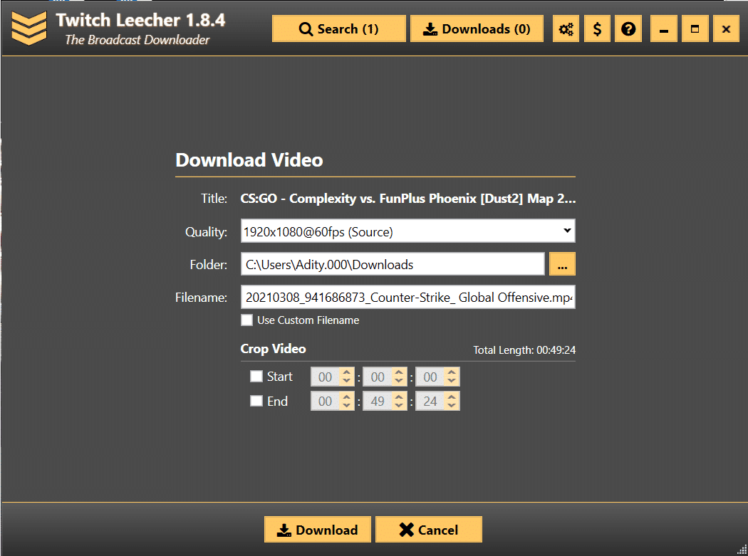 Télécharger des VOD à partir du flux Twitch de quelqu'un d'autre