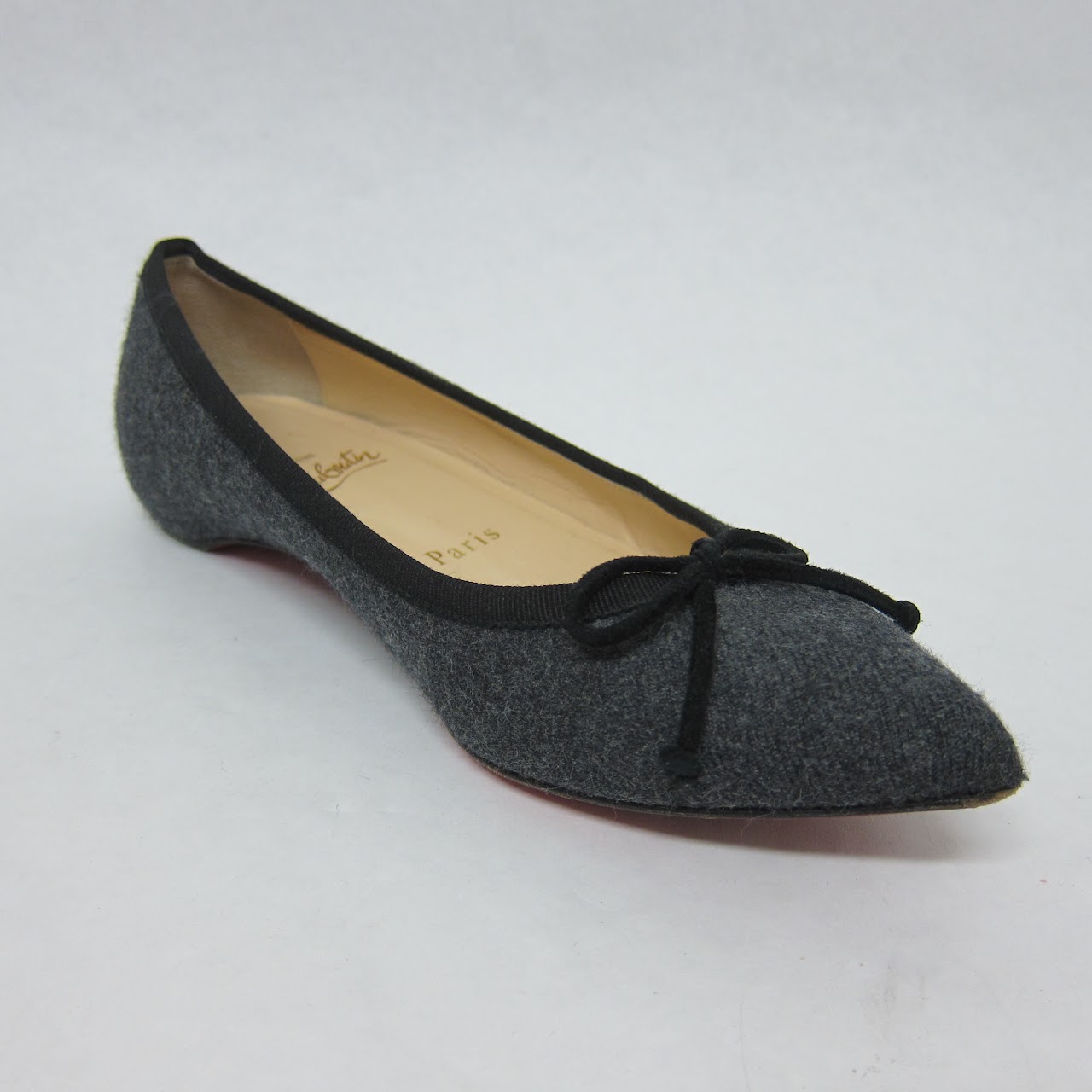 Christian Louboutin Wool Pointed Toe Ballet Flats