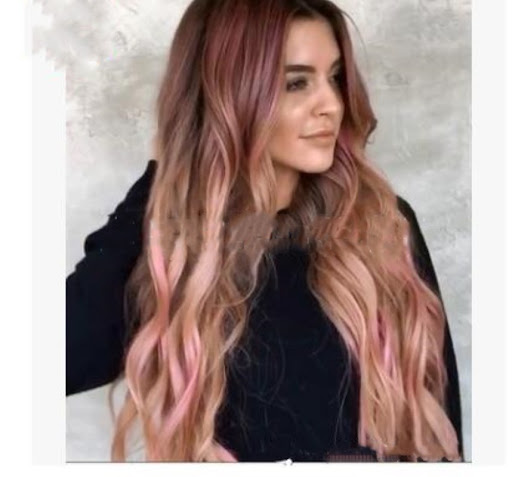 Title 3, Brown Pink Big Wave Long Curly Hair Womens Wig...