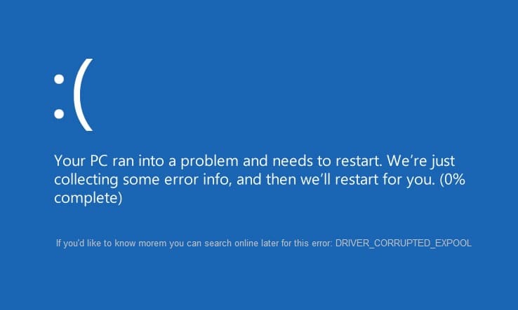 Исправить ошибку Expool, поврежденную драйвером, в Windows 10