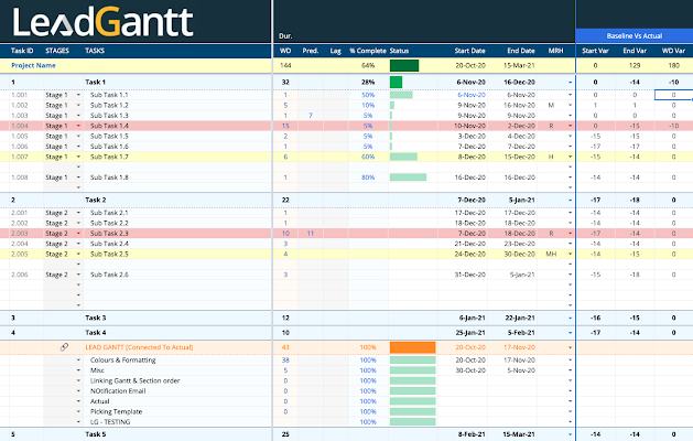 Screenshot of LeadGantt