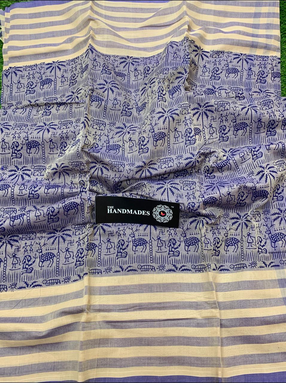 Pure Handloom Mangalagiri Cotton Printed Sarees