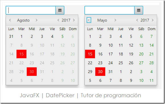 DatePicker control JavaFX