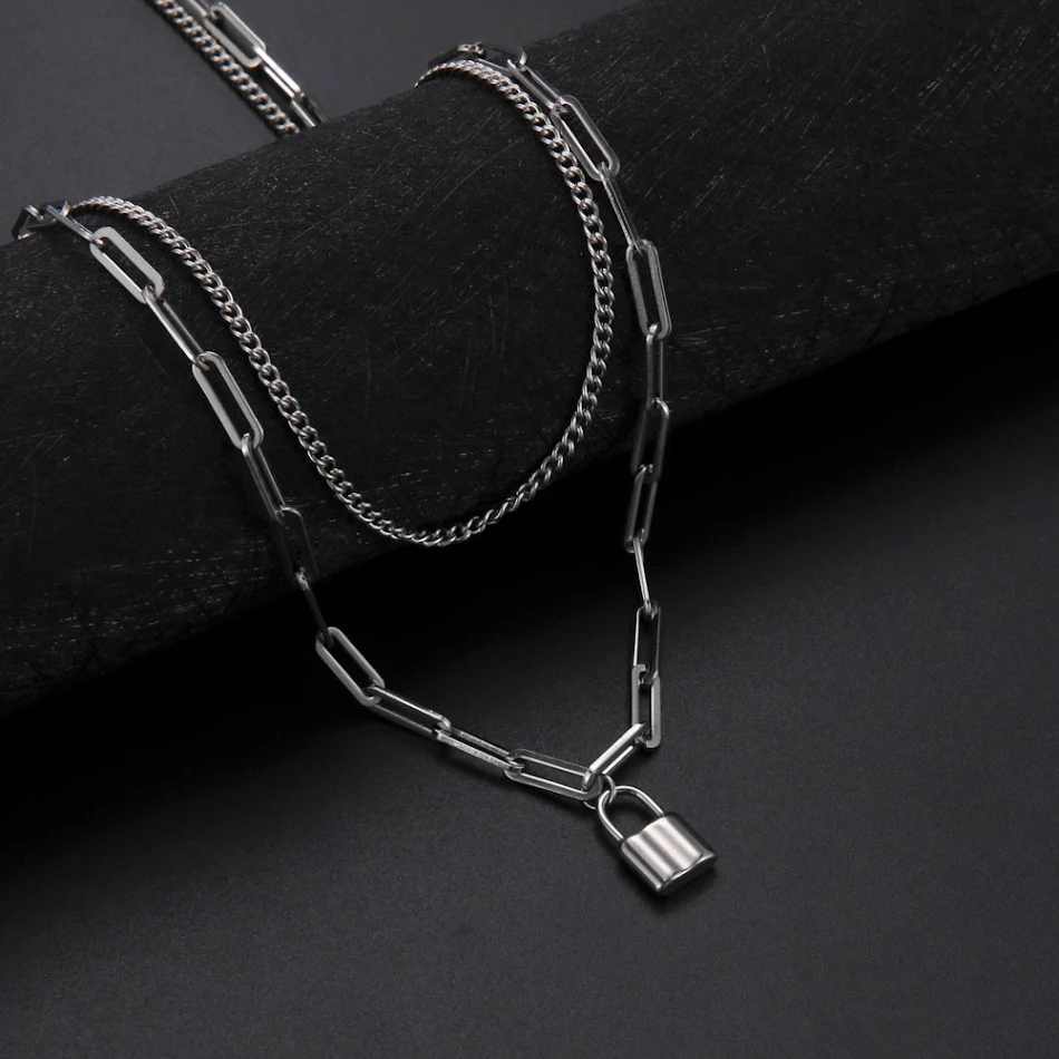 Collier double couche style européen et américain pour hommes et femmes, design jumeau, bijou tendance, cadeau parfait