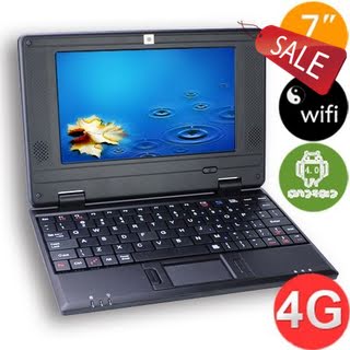 WolVol NEW MODEL (Android 4.0 OS - 4GB HD) SOLID BLACK Mini Laptop 7 inch Netbook Notebook Computer Tablet PC, Installed WIFI and Camera, Watch News, YouTube Facebook Twitter, Supports Netflix, Word/Excel/Power Point, 2 USB Ports, SD Card Slot, HDMI Port to connect with TV (Comes with Charger, ...