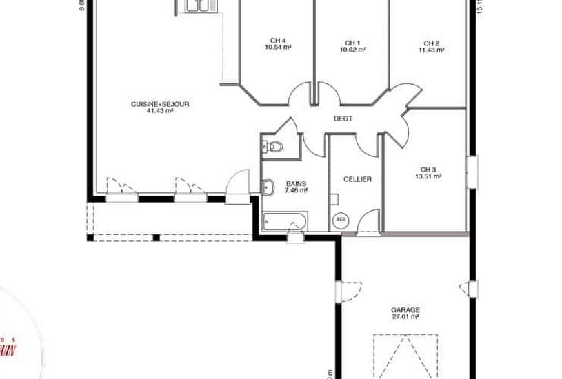  Vente Terrain + Maison - Terrain : 1 270m² - Maison : 81m² à La Foye-Monjault (79360) 