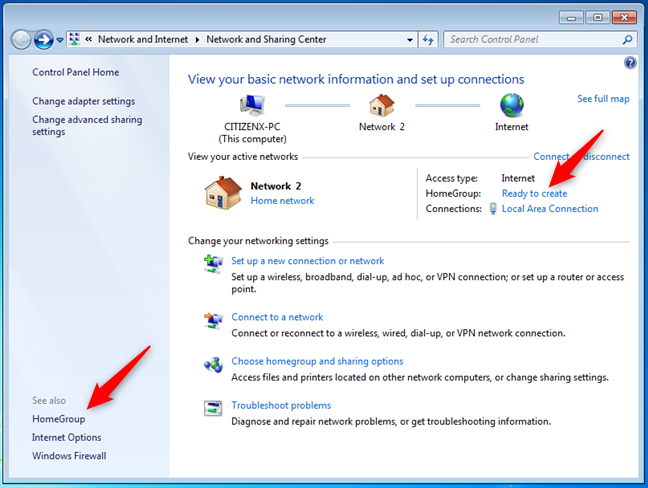 Come iniziare a creare un gruppo home in Windows 7