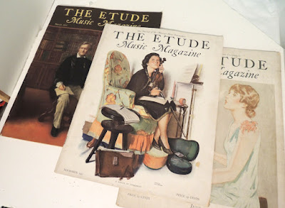 Cover art from the May 1933 edition of Etude magazine featuring two girls  at the piano excited to play scores from the latest edition of the  magazine.