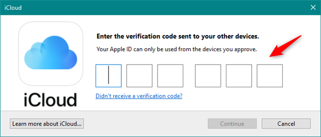 Immissione del codice di verifica per l'ID Apple