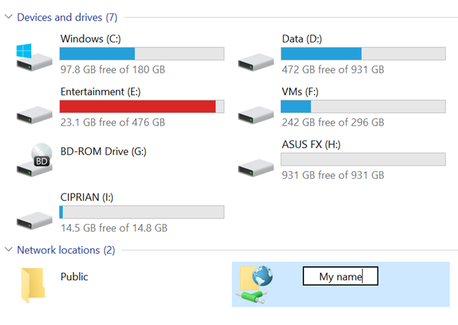 การเปลี่ยนชื่อไดรฟ์เครือข่ายใน File Explorer