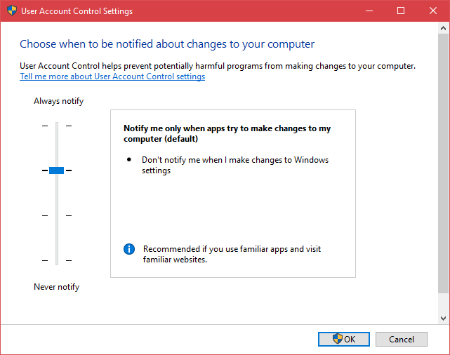 UAC, การควบคุมบัญชีผู้ใช้, Windows