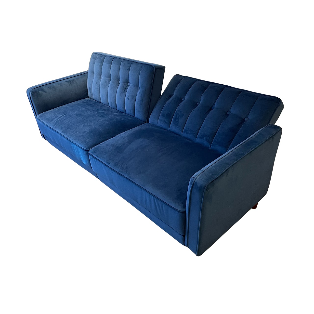 Blue Velvet Reclining Sofa