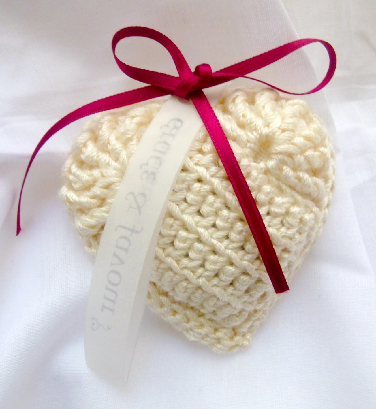 Lavender Crochet Heart - Gift Idea or Wedding Favor - Small