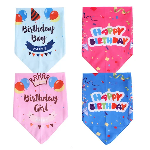 Happy Birthday Dog Bandanas Triangular Bandage Scarf Pet Product Puppy Kitten Teddy Chihuahua Neckerchief Dogs Accessor