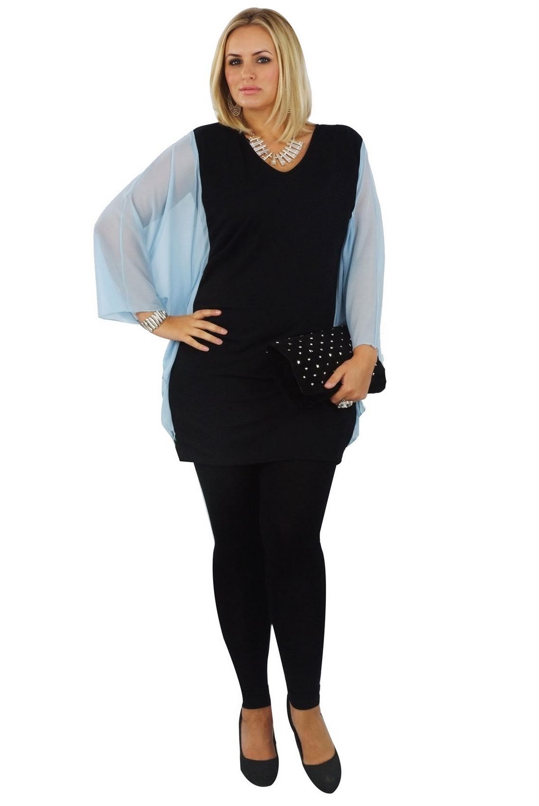 Black & Light Blue Chiffon