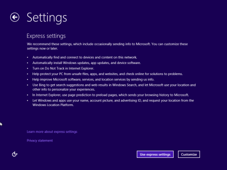 Windows 8.1, RTM, Configurazione, Installazione, Personalizzazione