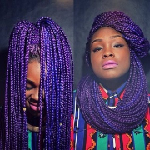 purple braids/twist and cornrow hairstyles