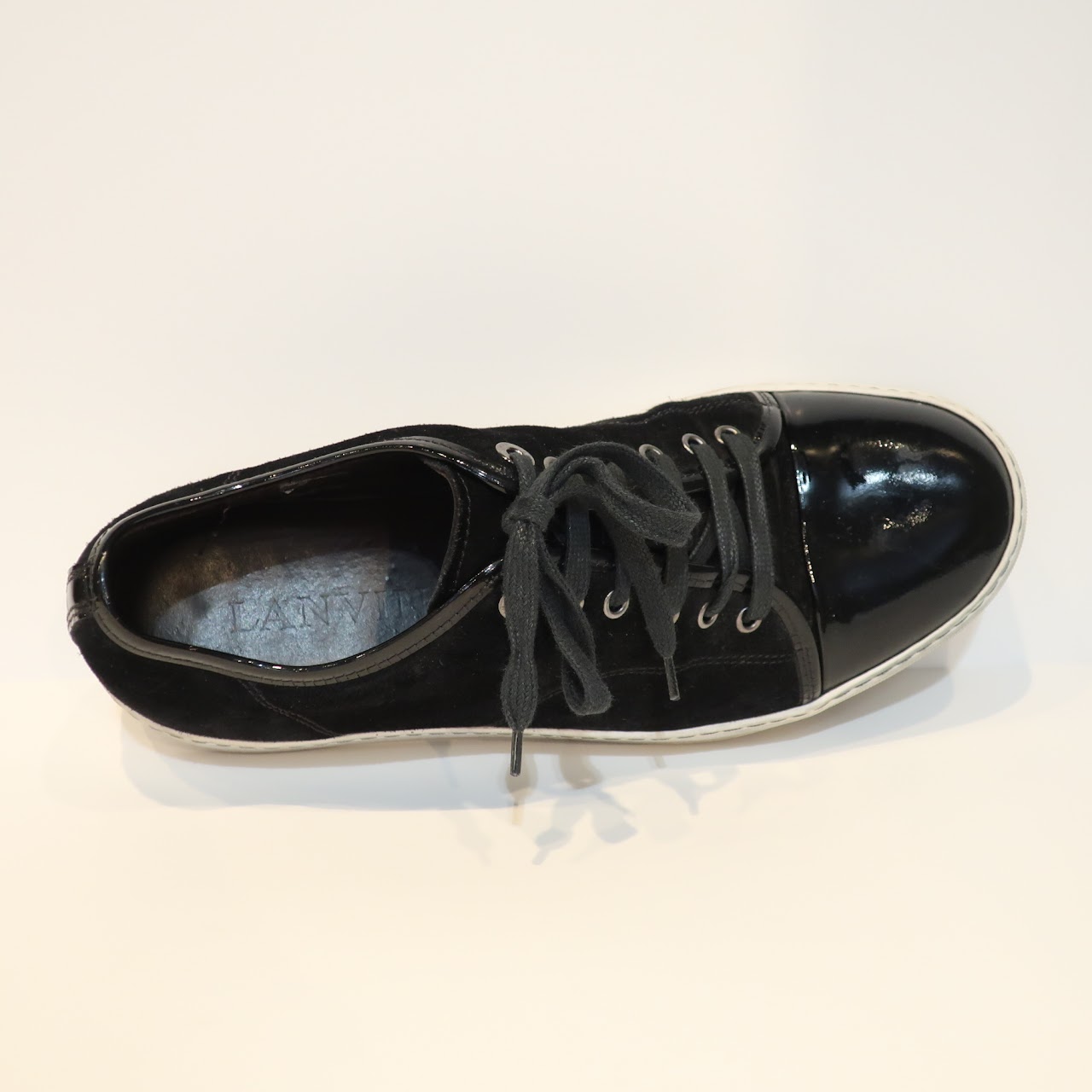 Lanvin Black Patent and Suede Sneakers