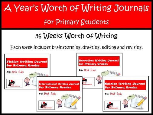 A Year’s Worth of Writing Journals - Primary - fiction, informational, narrative and opinion writing for primary grades - Kindergarten, 1st grade, 2nd grade