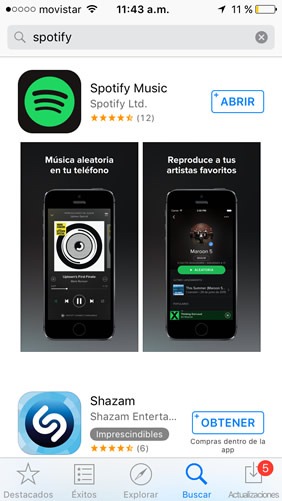 Buscador de apps en iOS