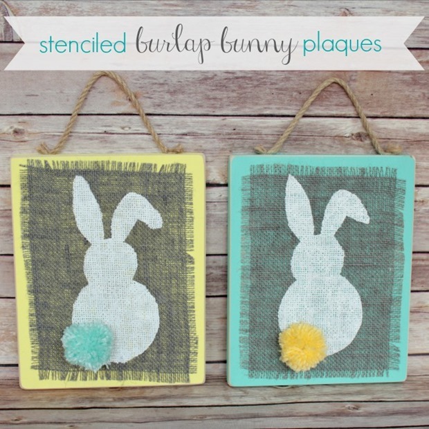 Stenciled-Burlap-Bunny-Plaques-4