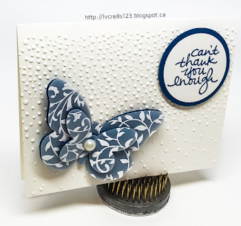 Linda Vich Creates: Catalog Party Prep Part 3. Ornately embossed vellum and card stock butterflies rest on the Softly Falling snow white background of these lovely In Color cards.