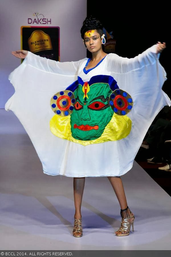 A model walks the ramp in a creation by Lalita & Amit, during Blenders Pride Bangalore Fashion Week.