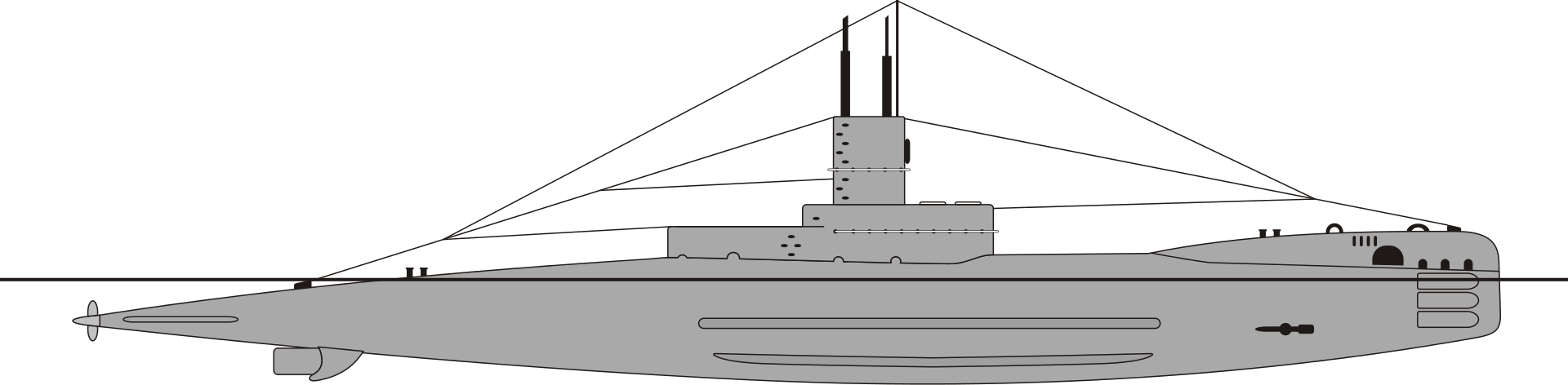 Внешний вид подлодки типа R. Осадка — 3,5 м