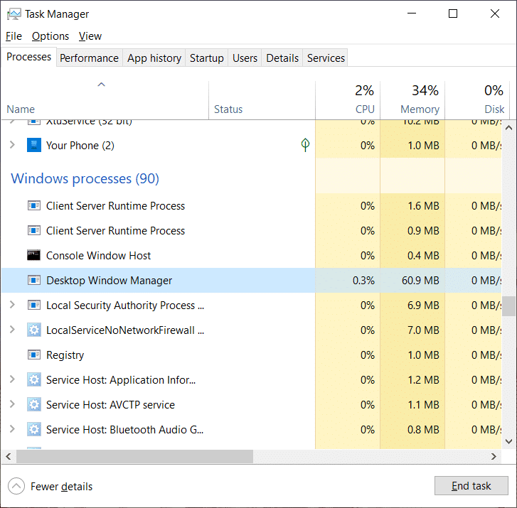 แก้ไข Desktop Window Manager (DWM.exe) CPU สูง