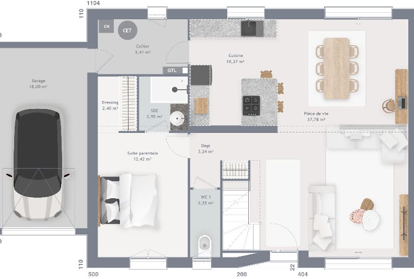  Vente Terrain + Maison - Terrain : 336m² - Maison : 115m² à Montry (77450) 