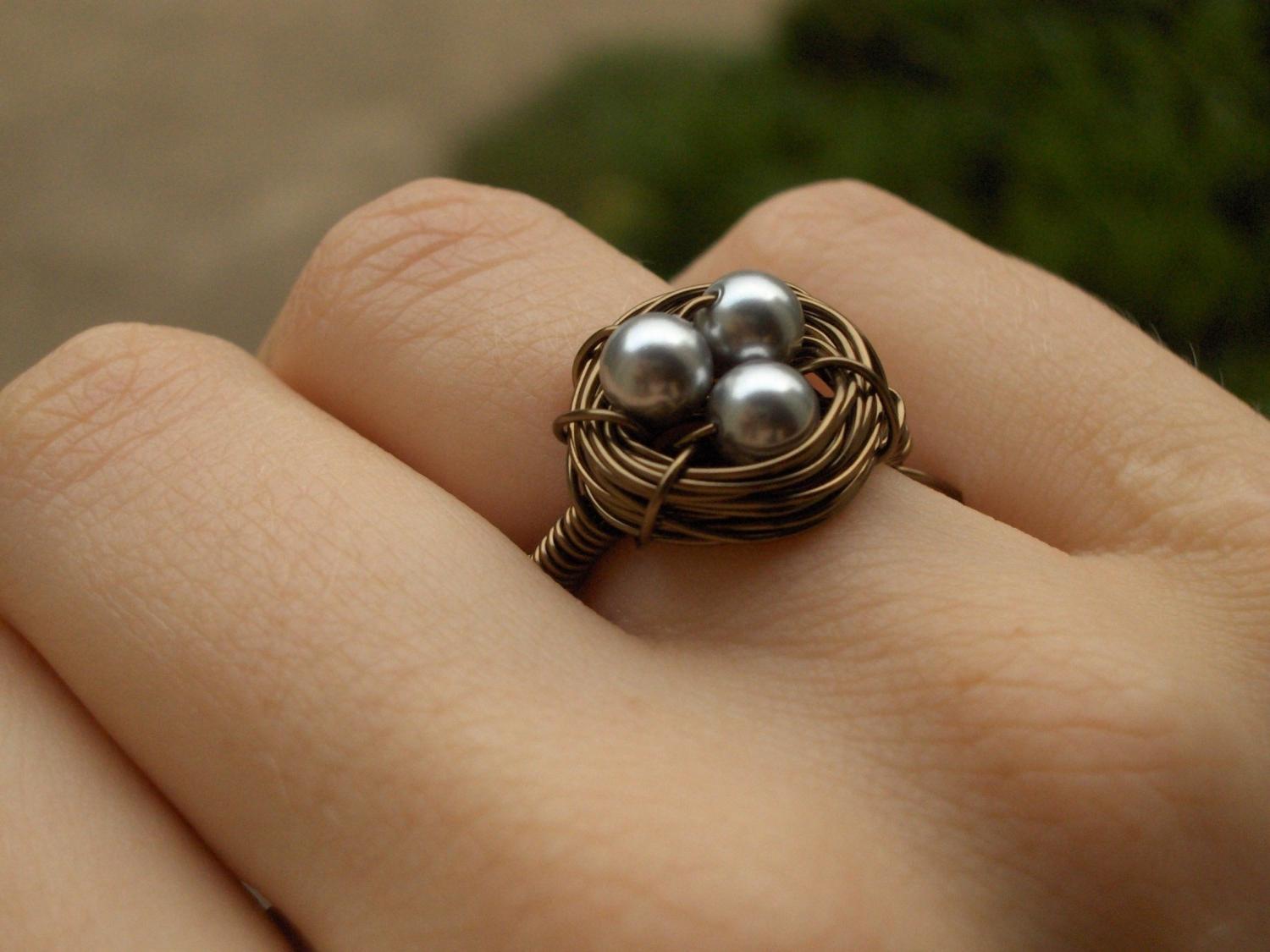 Nest Egg- Pearl Custom Ring