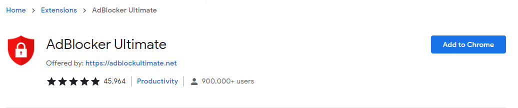 AdBlocker Ultimate in Chrome Web Store |  Beste extensie voor het blokkeren van advertenties voor Chrome