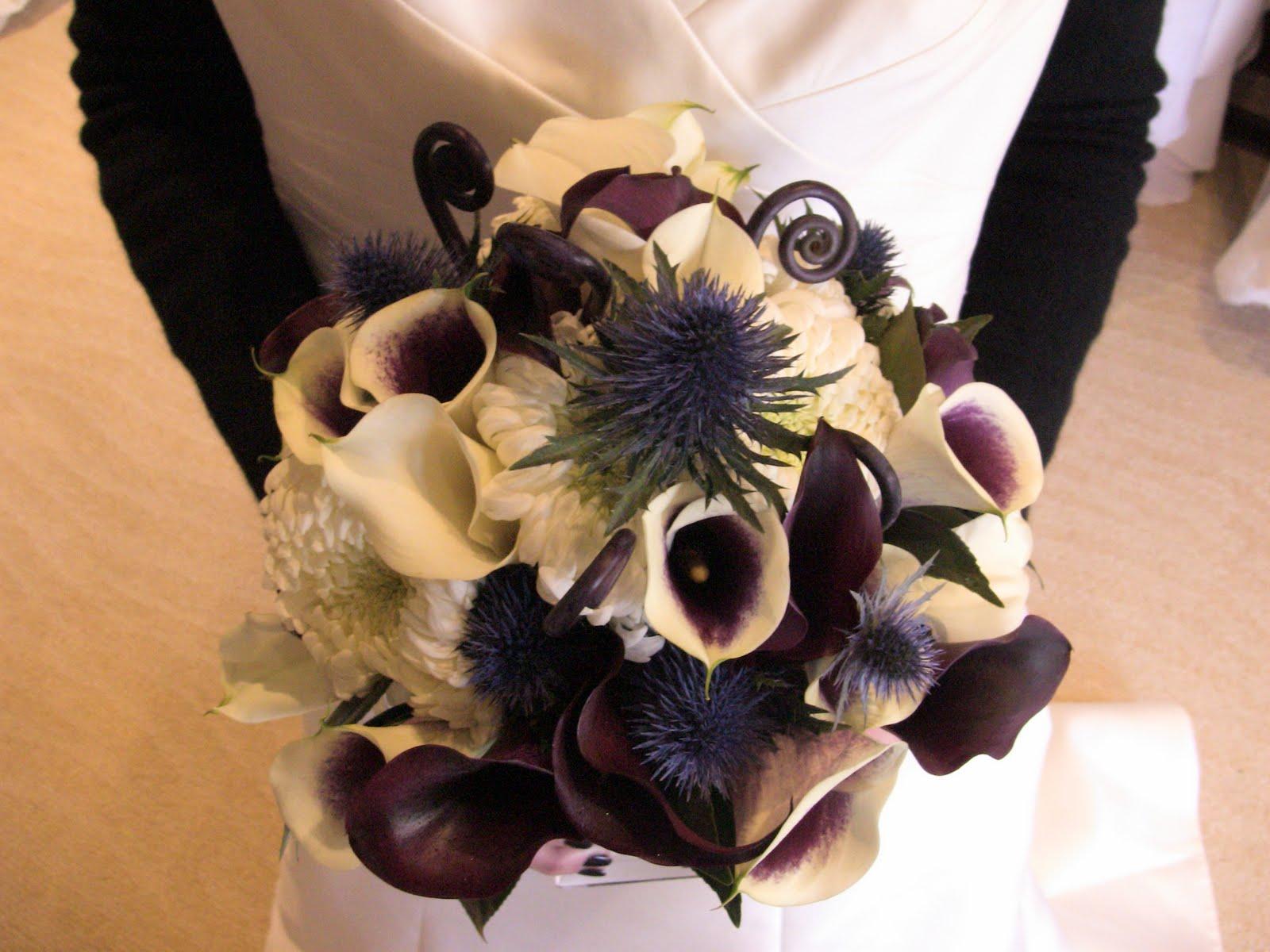 and eggplant calla, ivory