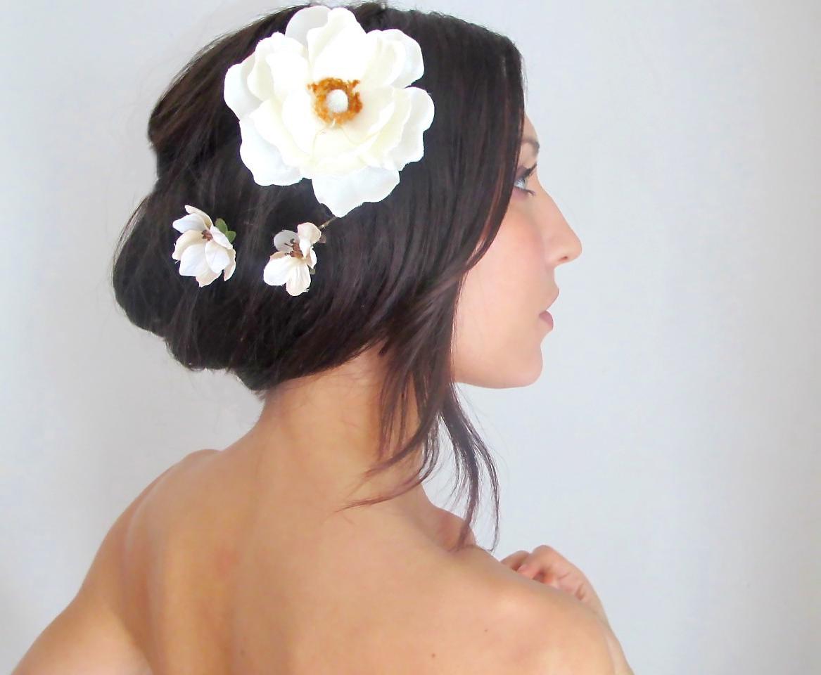 Flower Fascinator, wedding Floral Comb -Tenez Moi - Ivory White,