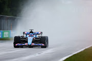 Fernando Alonso driving in the wet during final practice ahead of the F1 Grand Prix of Canada at Circuit Gilles Villeneuve on June 18, 2022 in Montreal, Quebec.