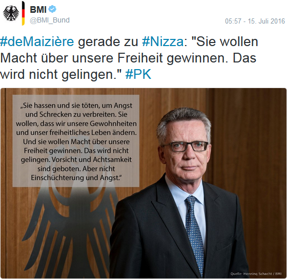 de Maizière: Sie wollen Macht über unsere Freiheit gewinnen