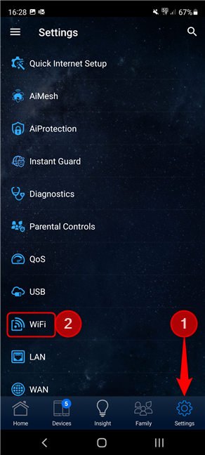 Toque Configuración seguido de WiFi