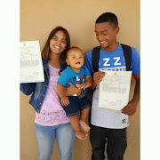 Waseema de Jager and her partner, Abid Taliep, celebrate with their son after receiving their 2018 matric results. 