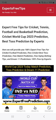 Screenshot Expert Cricket Prediction