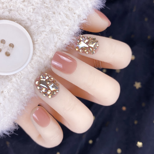 Title 1, Champagne Gold Full Diamond Manicure Patches Re...