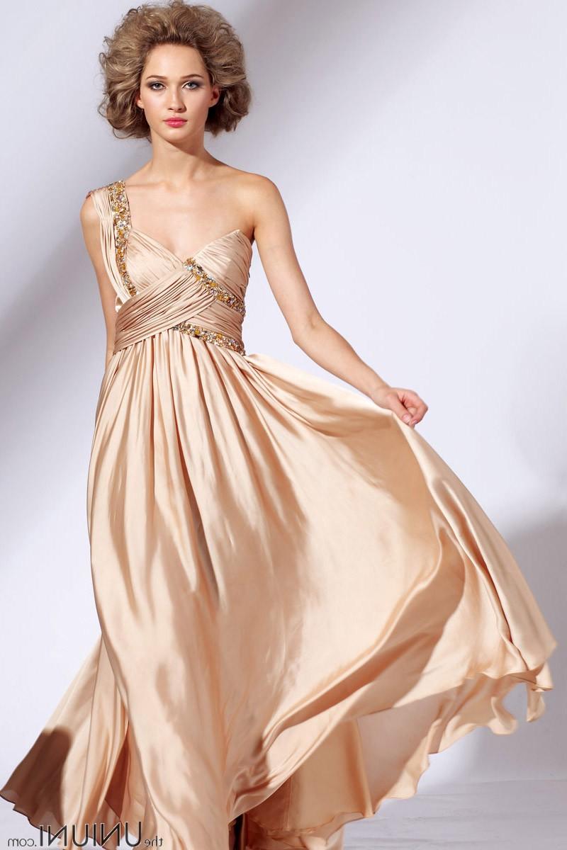 Camel Chiffon One Shoulder