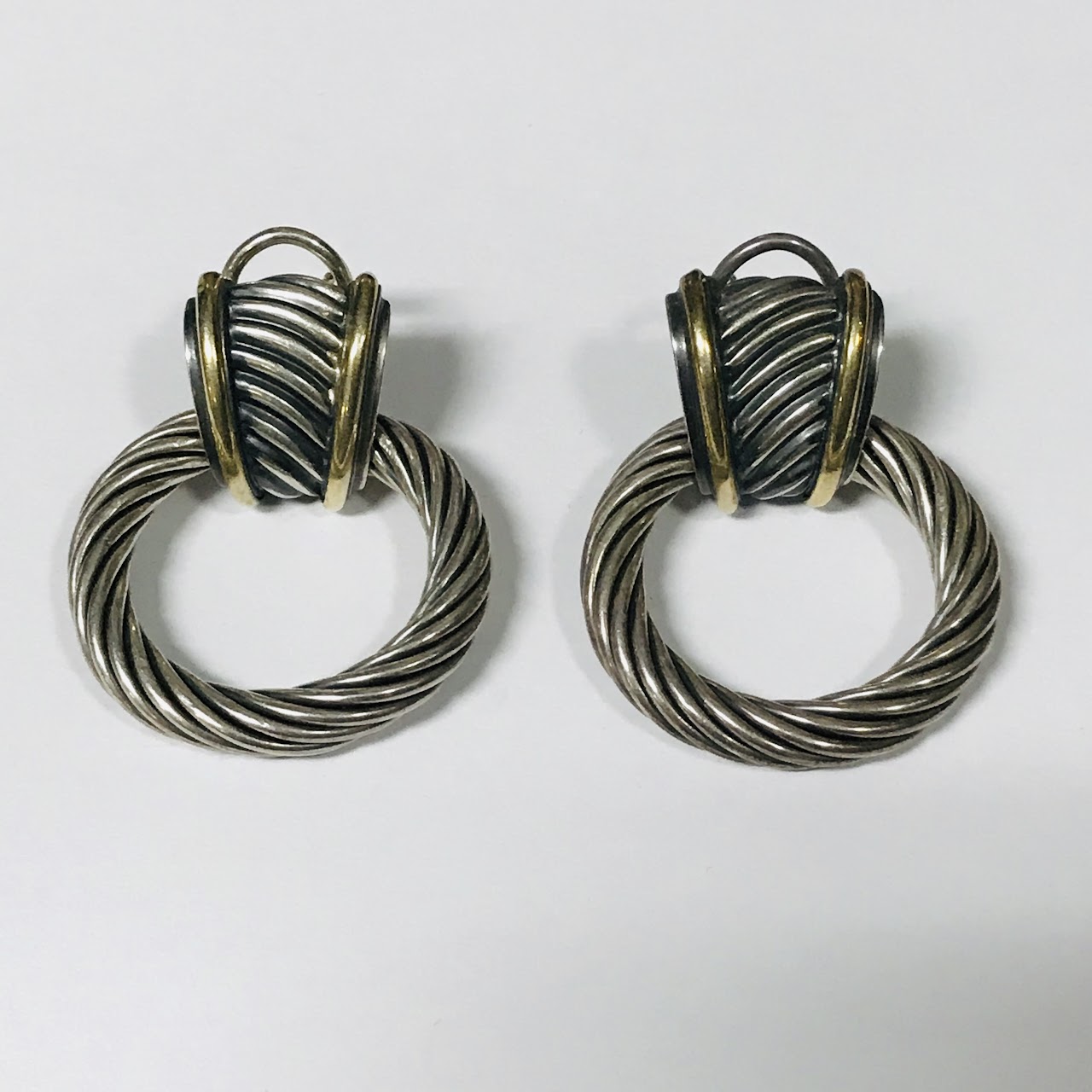 David Yurman Sterling & 14K Ring Earrings