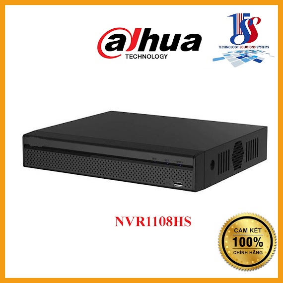 Đầu Ghi Dahua Ip 8 Kênh Nvr1108Hs, 8 Kênh, Chuẩn Nén H265, Hỗ Trợ Ổ Cứng 8Tb, Kết Nối P2P - Hàng Chính Hãng Bảo Hành 24 Tháng