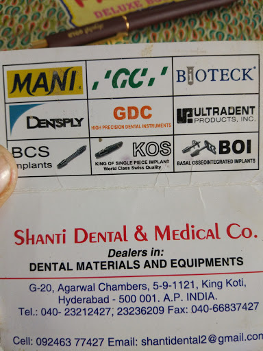 Shanti Dental And Medical Co, 5-9-112, King Koti Rd, Gun Foundry, Abids, Hyderabad, Telangana 500001, India, Dental_Supply_Shop, state TS