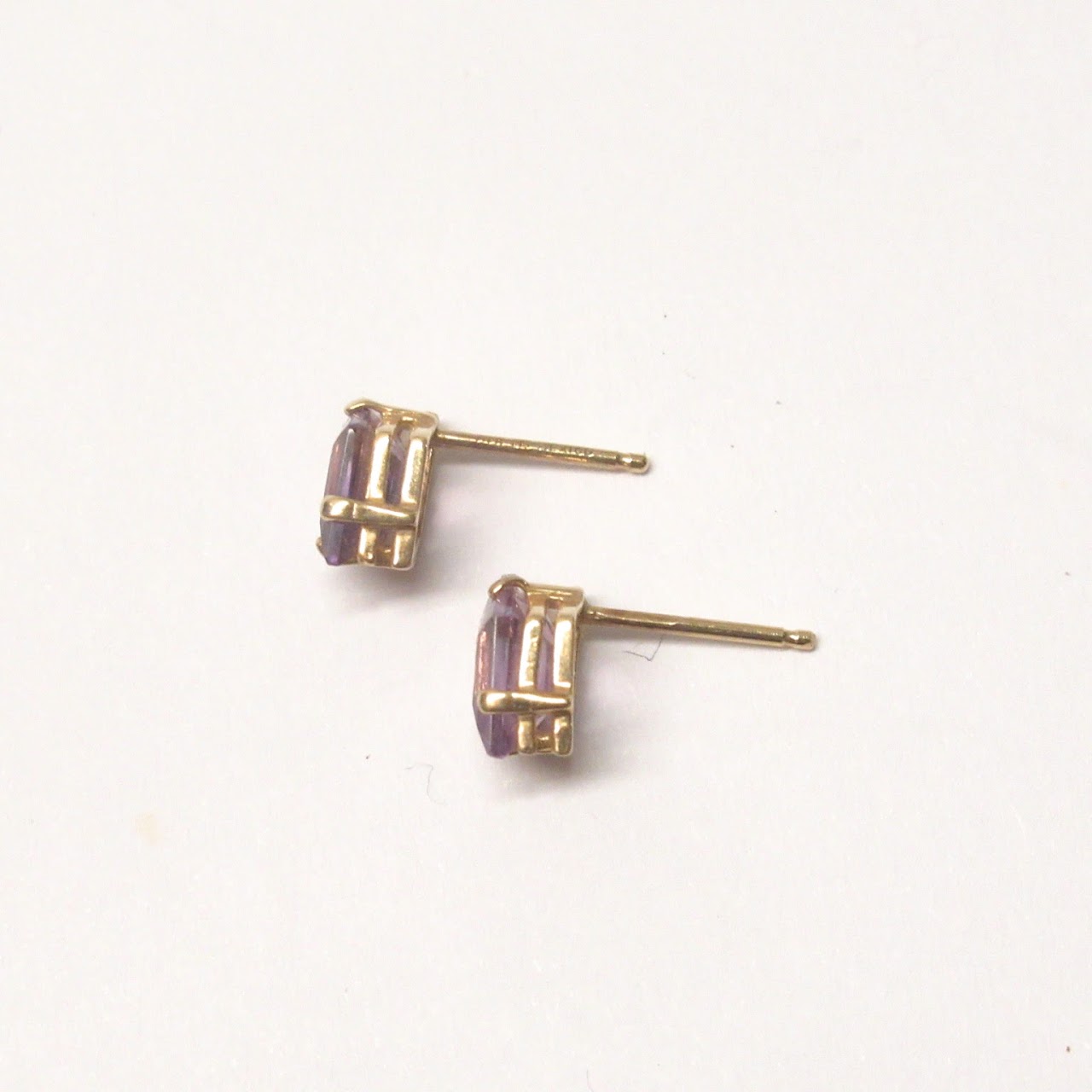 14K Gold and Amethyst Stud Earrings